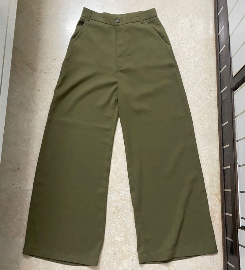 Olive Green Wide Leg Pants