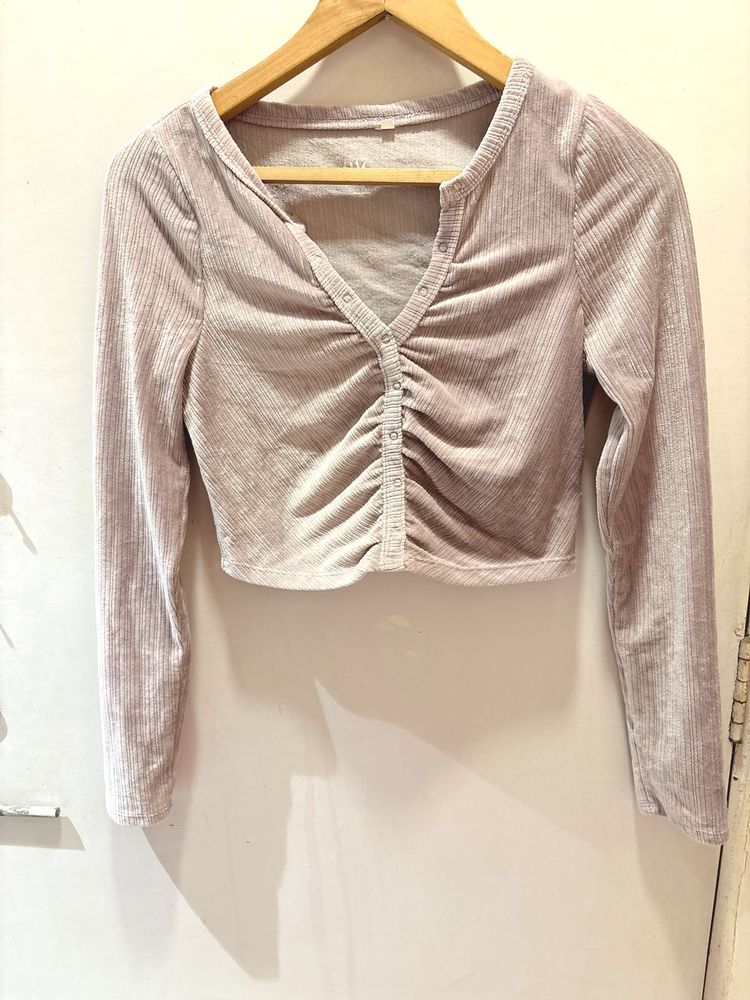 AERO Ribbed Cropped Long Sleeve Top