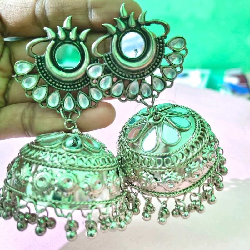 Oxidised Jhumkas 🖤