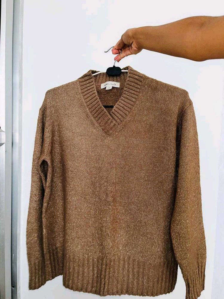 Tan V-Neck Sweater