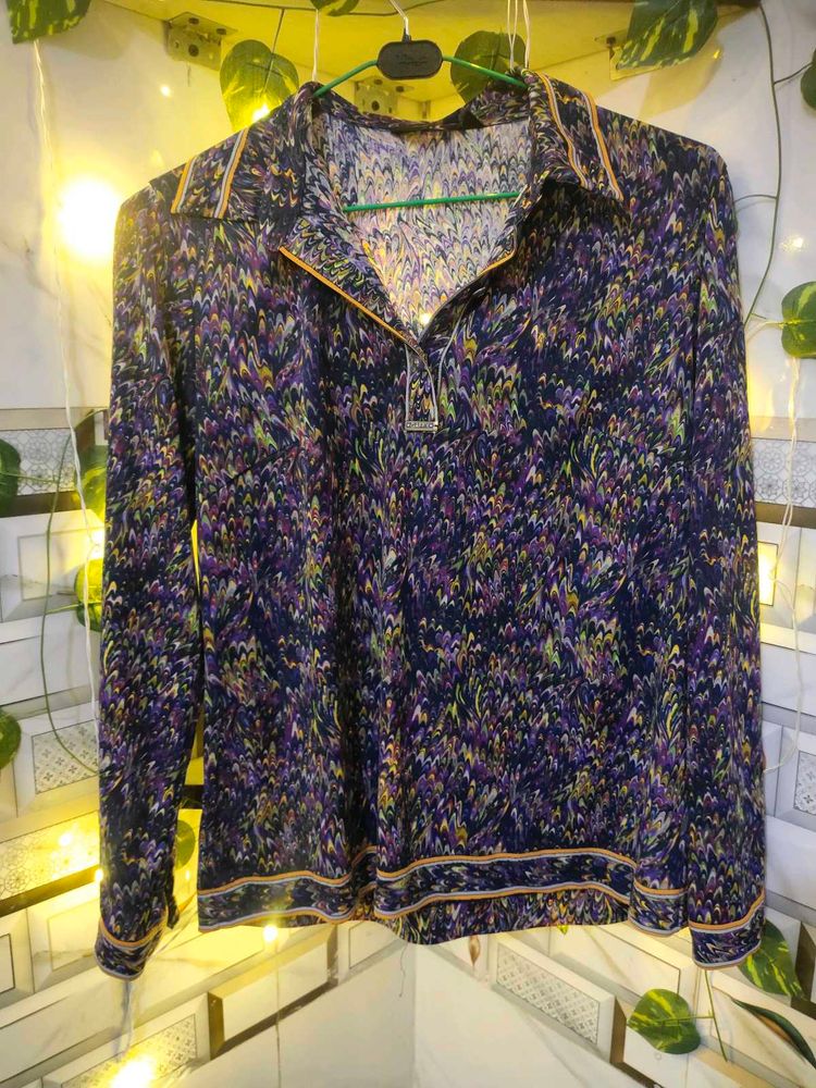 Vintage Patterned Long Sleeve Top