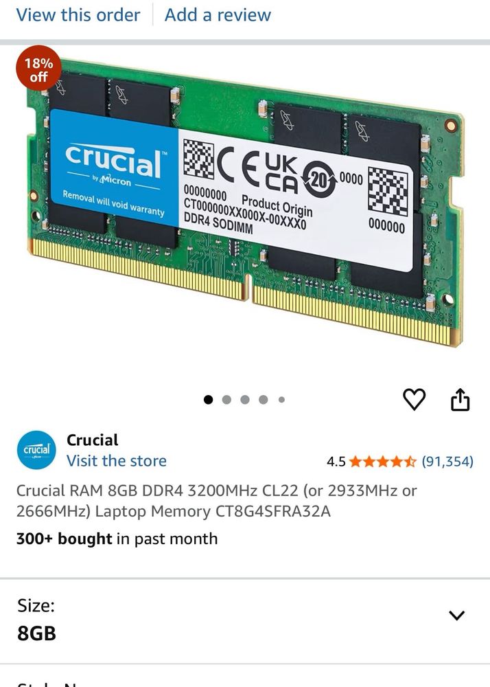 Crucial 8GB DDR4 RAM