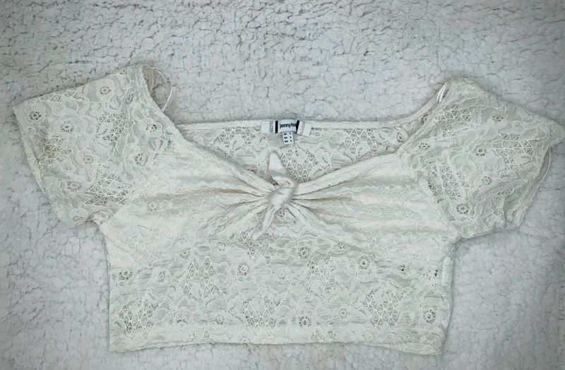 coachella , coquette, cowboy, white lacey net crop