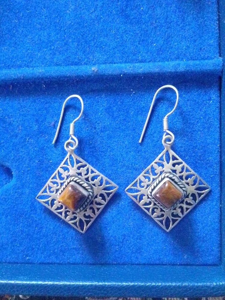 Elegant Pure Silver Dangle Earrings