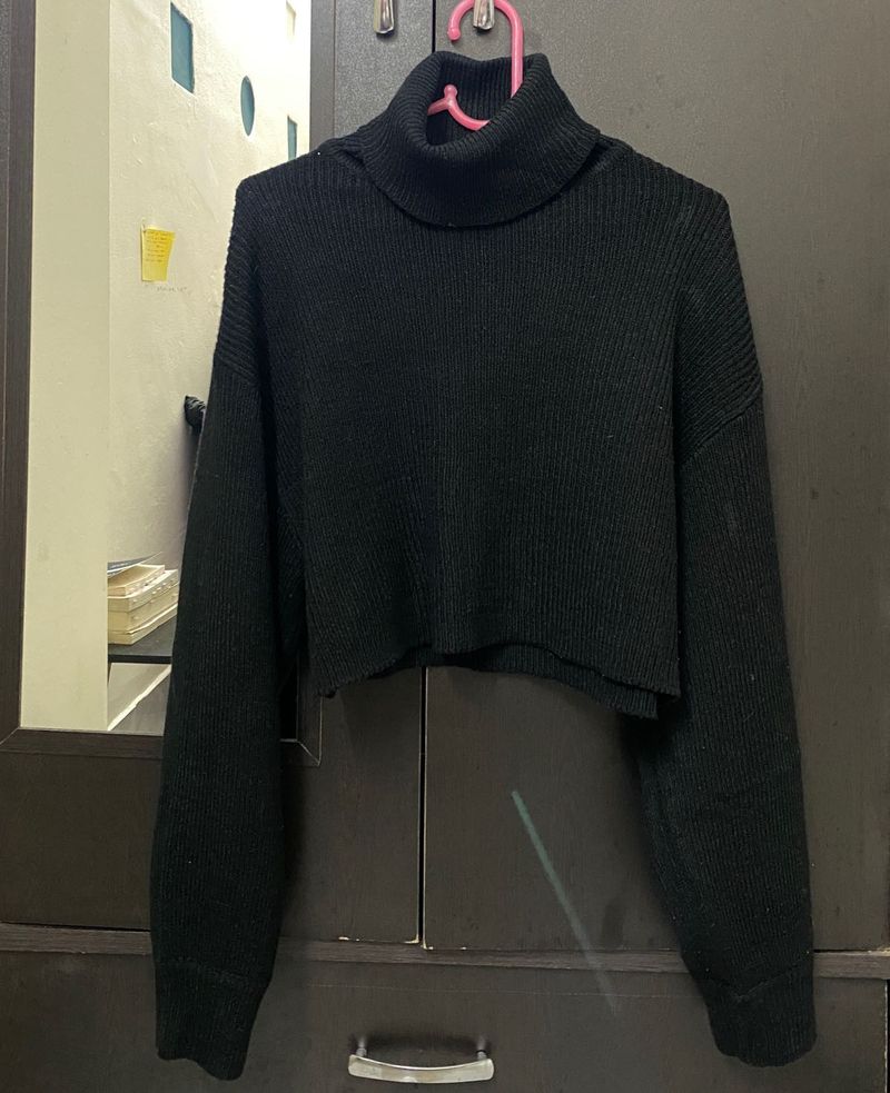 H&amp;M Cropped Knit Polo Neck Jumper