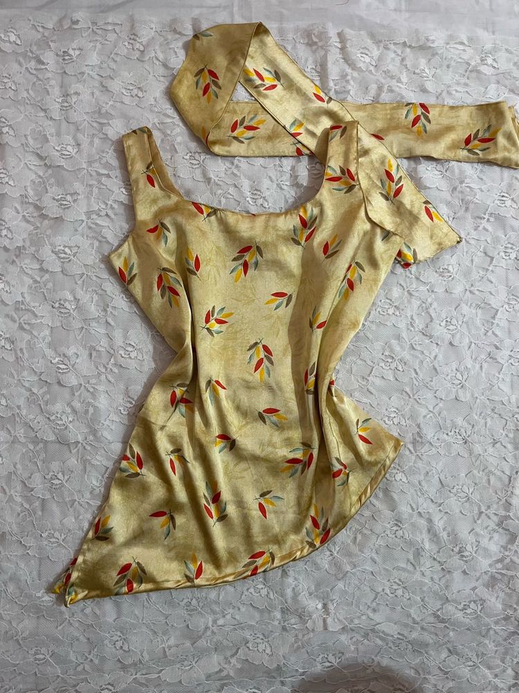 Silky y2k Corset Top with Scarf