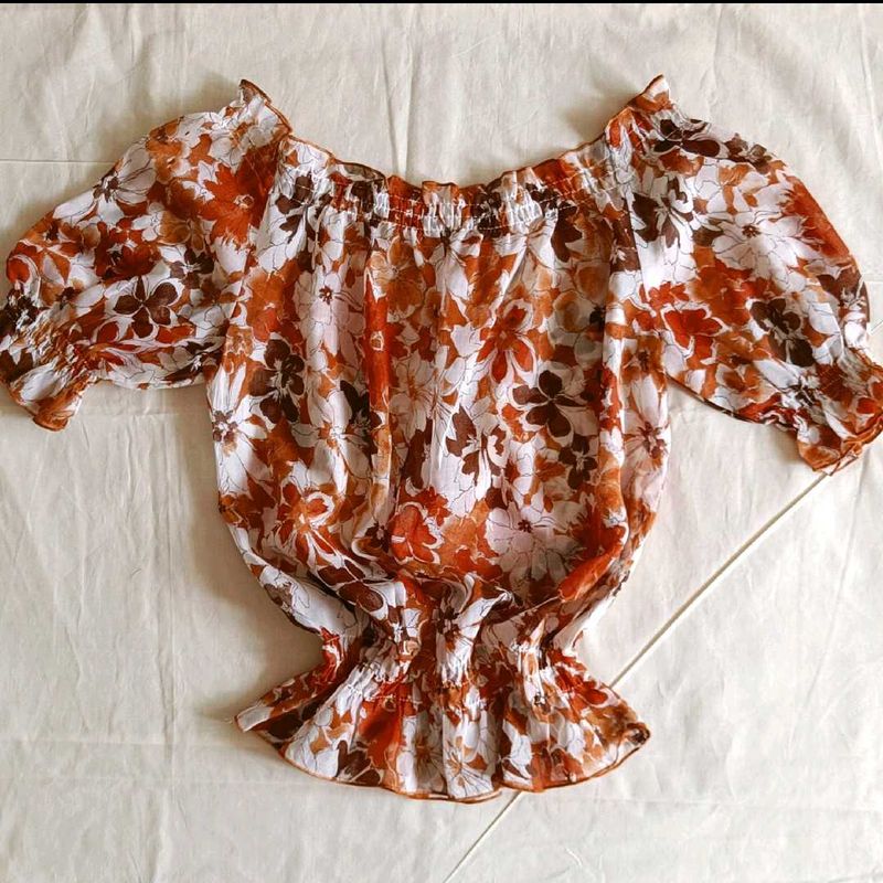 Off Shoulder Floral Top 🧡💐