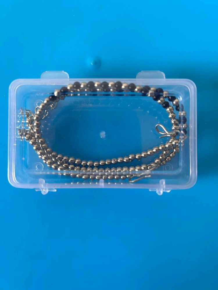 Silver Moti Anklets