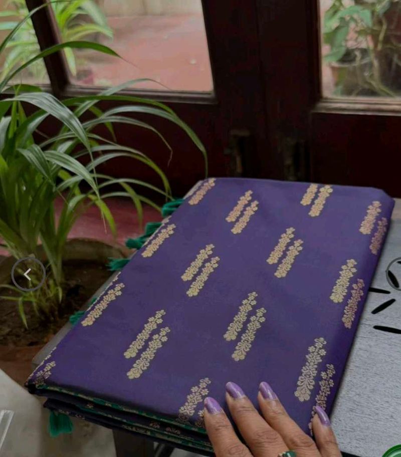 New Vegan soft silk Elegant Purple Saree