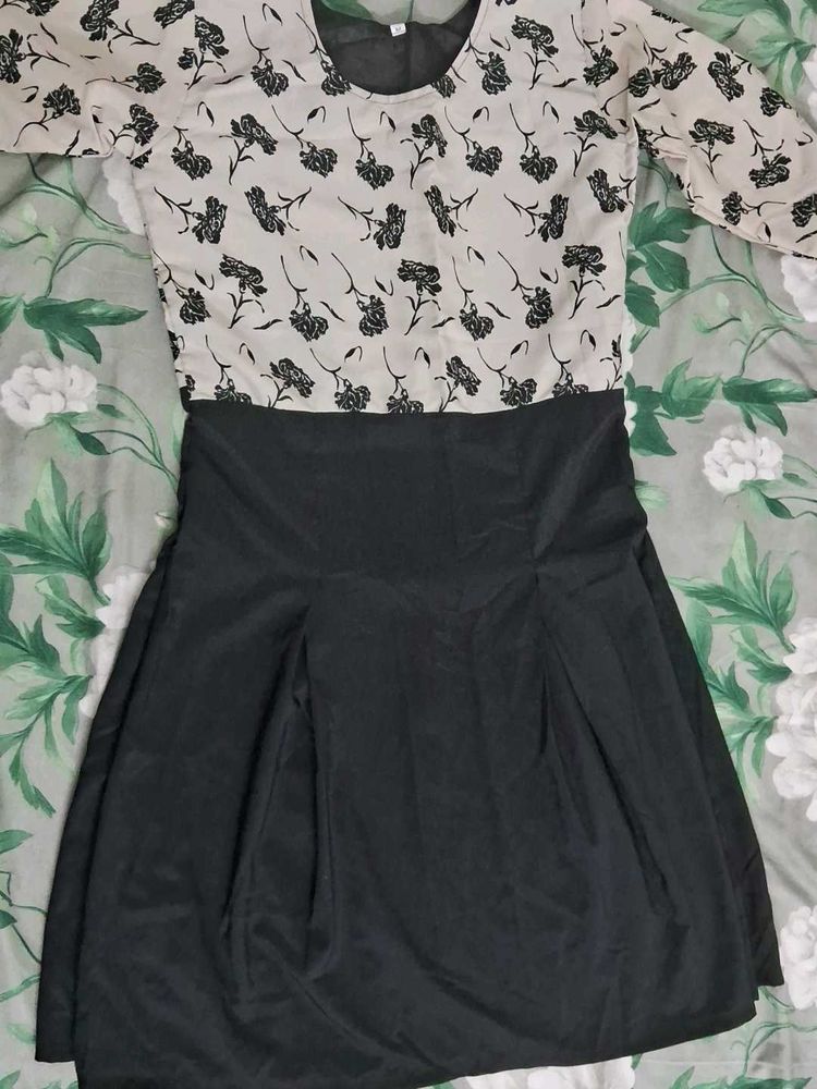 Floral Print Black Skirt Dress