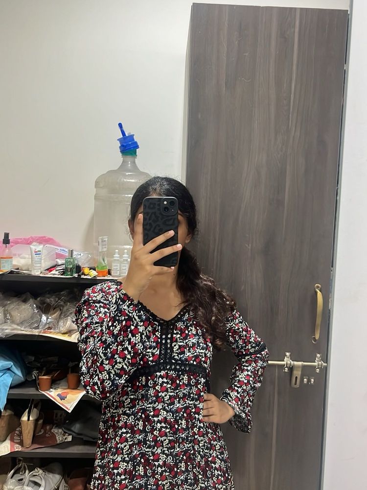 Floral Print Long Sleeve Dress/TOP