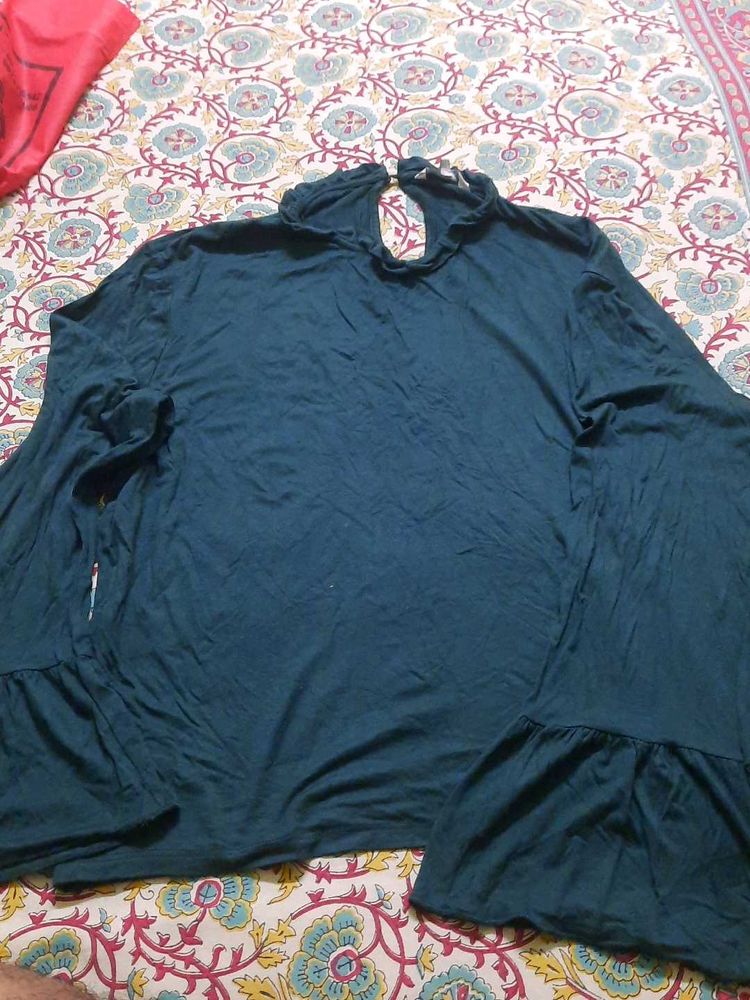 Teal Bell Sleeve Top