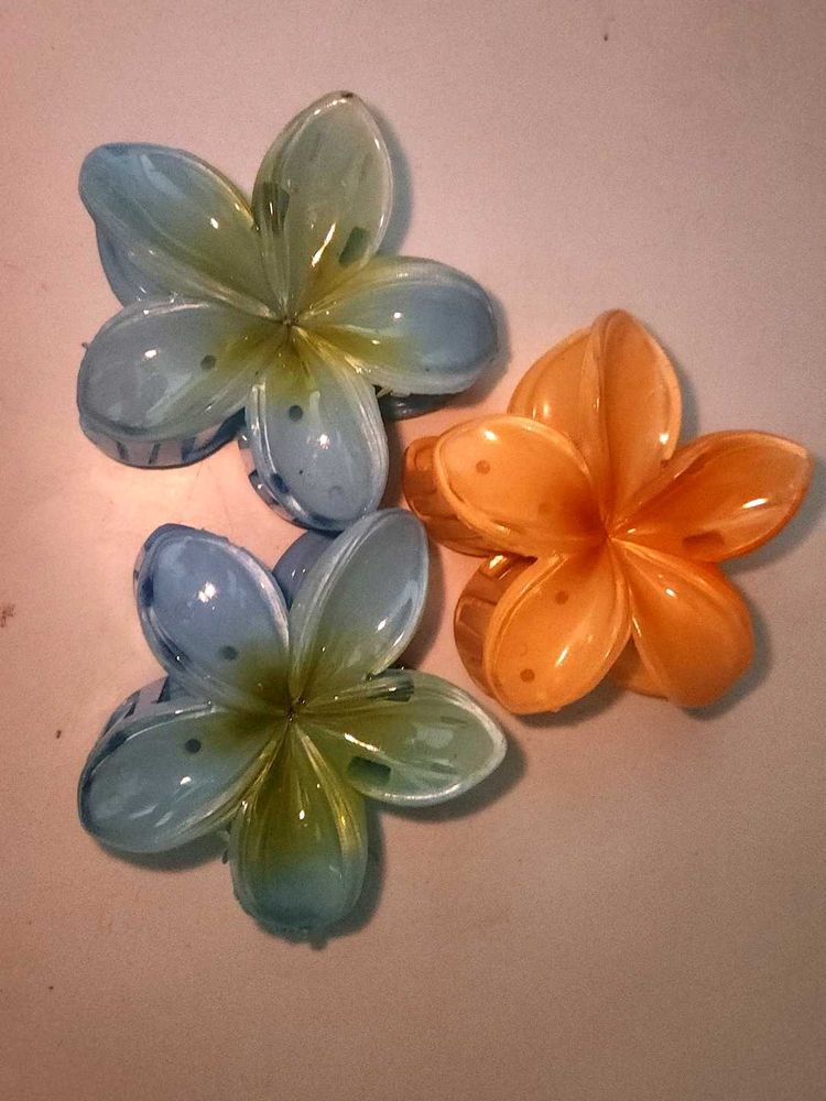 Flower Hair Claw Clips - Set of 3