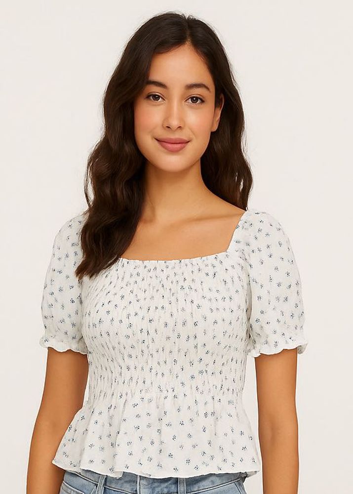 Cottagecore Elegant White Crop Top