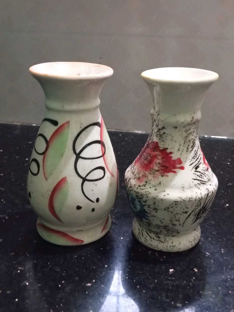 Hand Painted Ceramic Vases - Set of 2