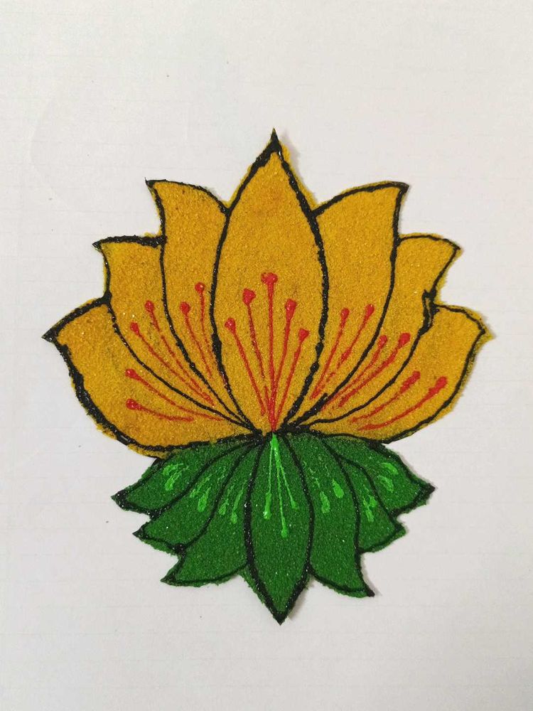 Diy Lotus Rangoli Art Yellow