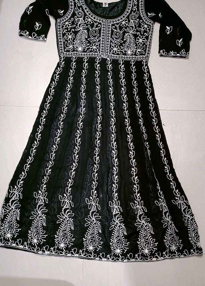 Black Embroidered Gown