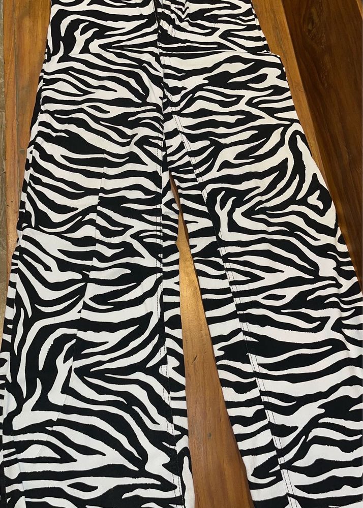 Zebra Print Wide Leg Pants