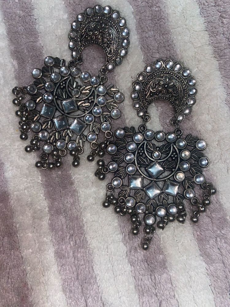 Bold Chandbali and Drop Oxidized Earrings