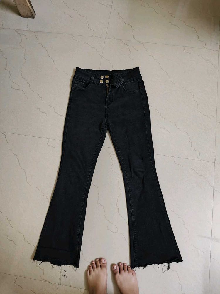 Black High-Waisted Flare Jeans