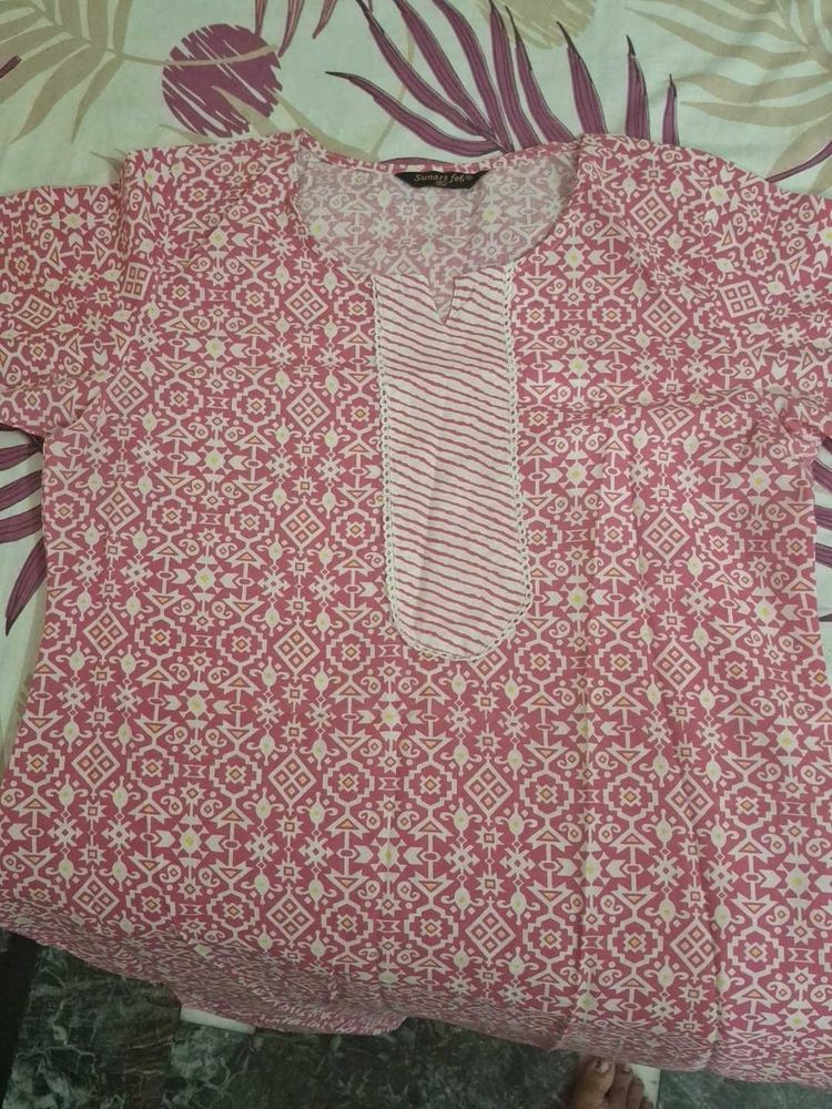 Printed Pink Kurta