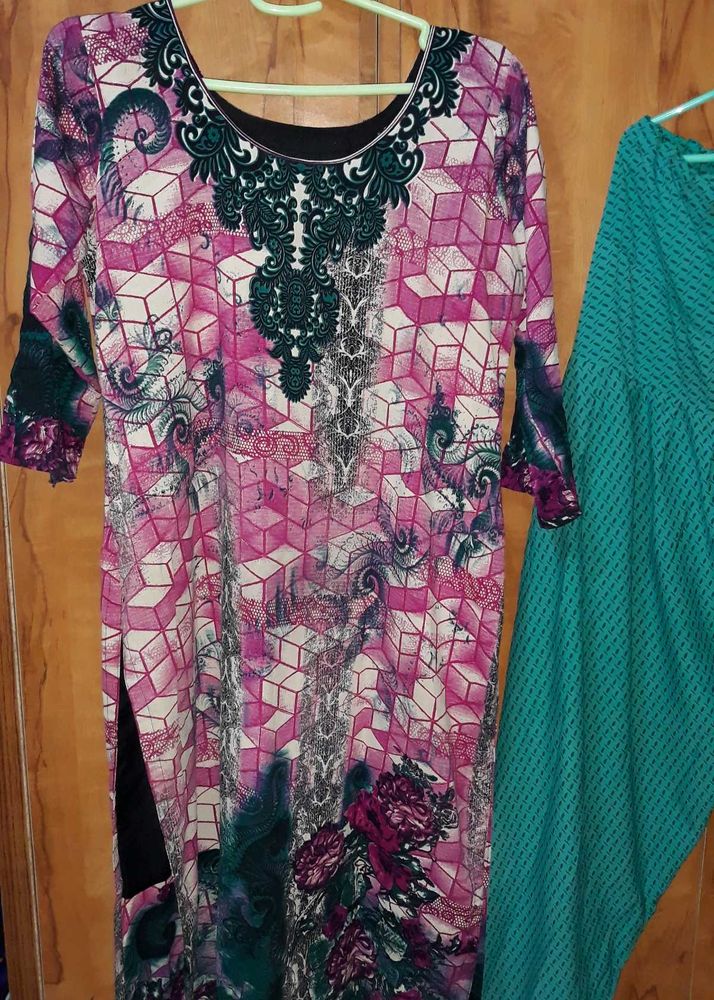 Pakistani Kurti With Patyala Pant Set