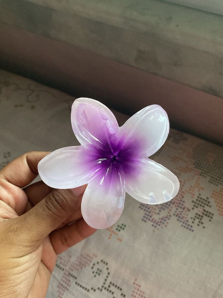 Purple &amp; White Flower Pin