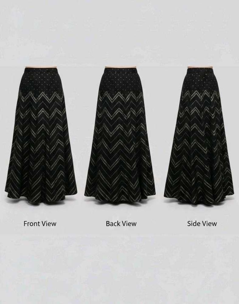 Elegant Black Chevron Maxi Skirt