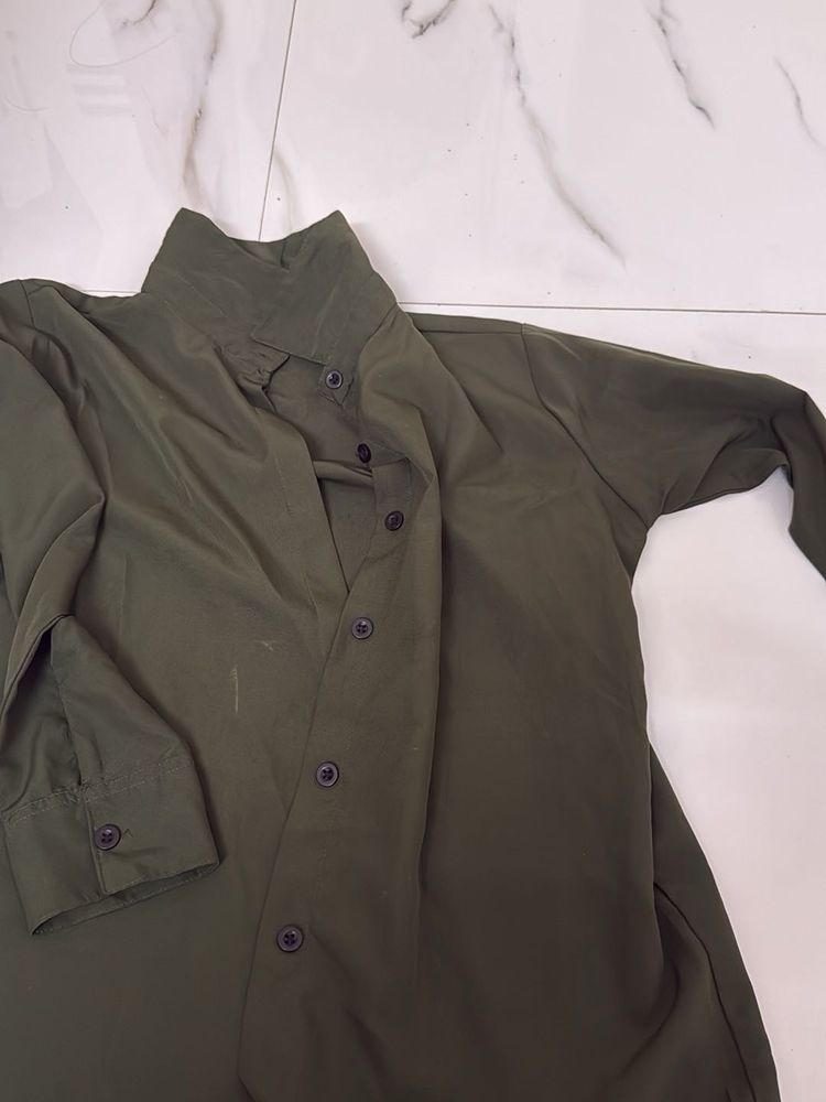 xs size Olive Green Button-Down Shirt