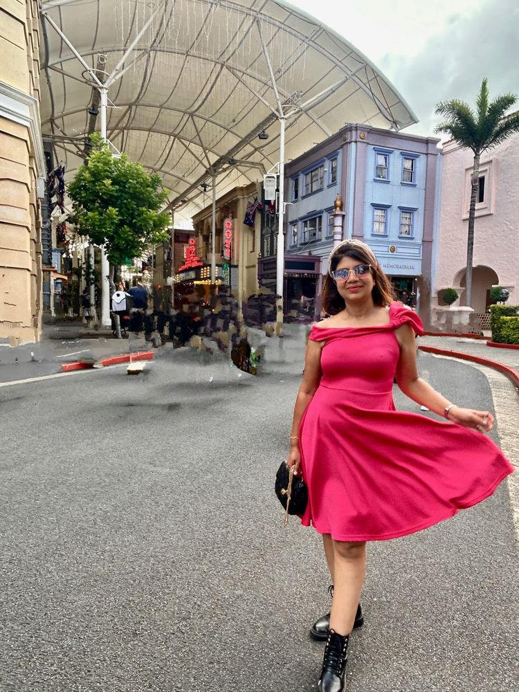 Magenta Flared Midi
