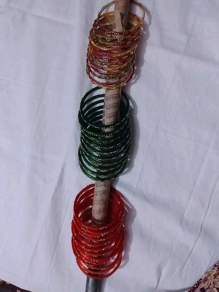 3set Of Bangles ,, Size 2.4 ,,Multicolour,Orange &amp; Dark Green ,New Bangles