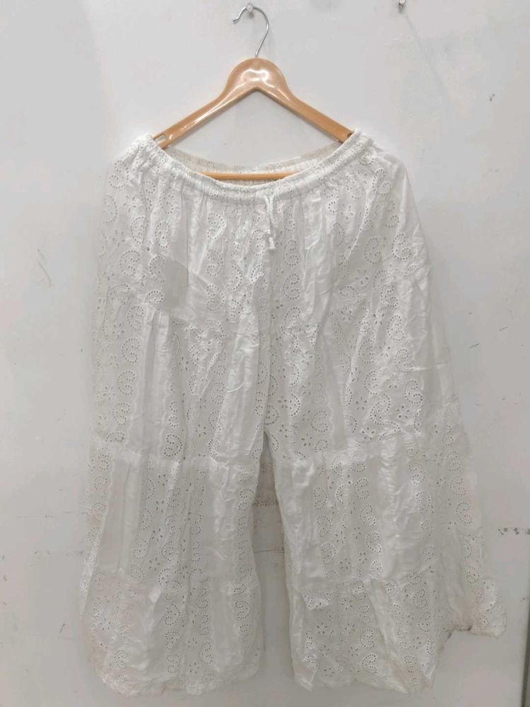 White Embroidered Palazzos