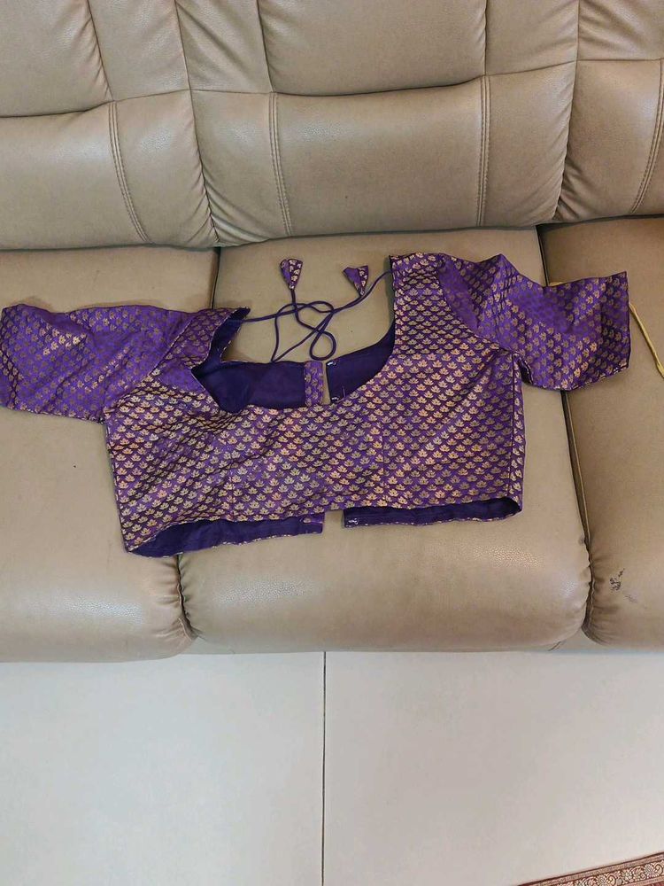 Purple Brocade Saree Blouse