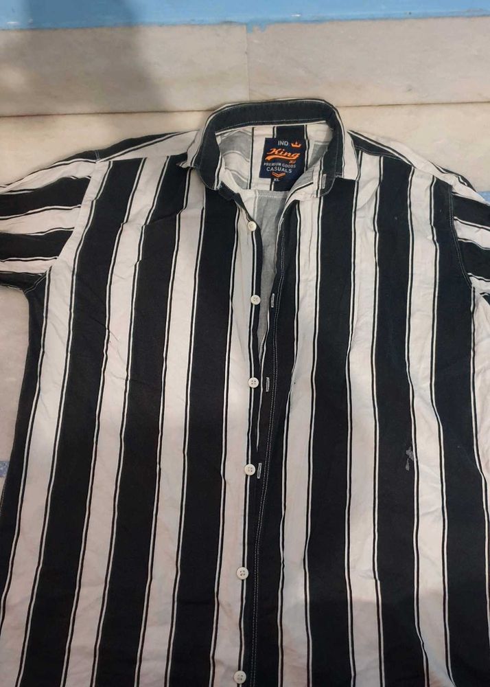Black And White Stripes Stylish Shirt For Men