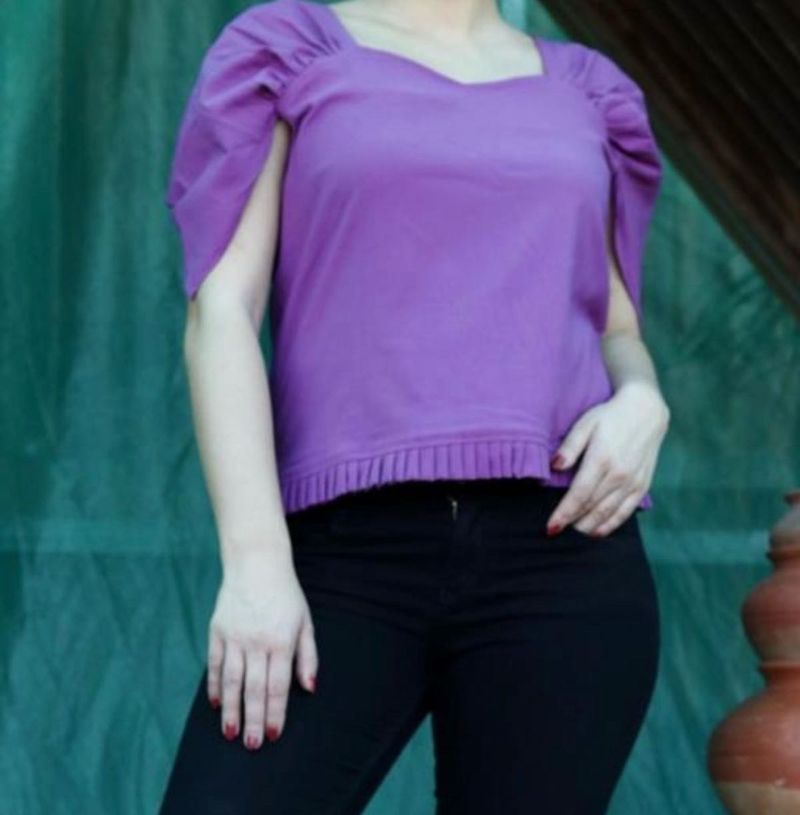 Purple Puff Sleeve Top