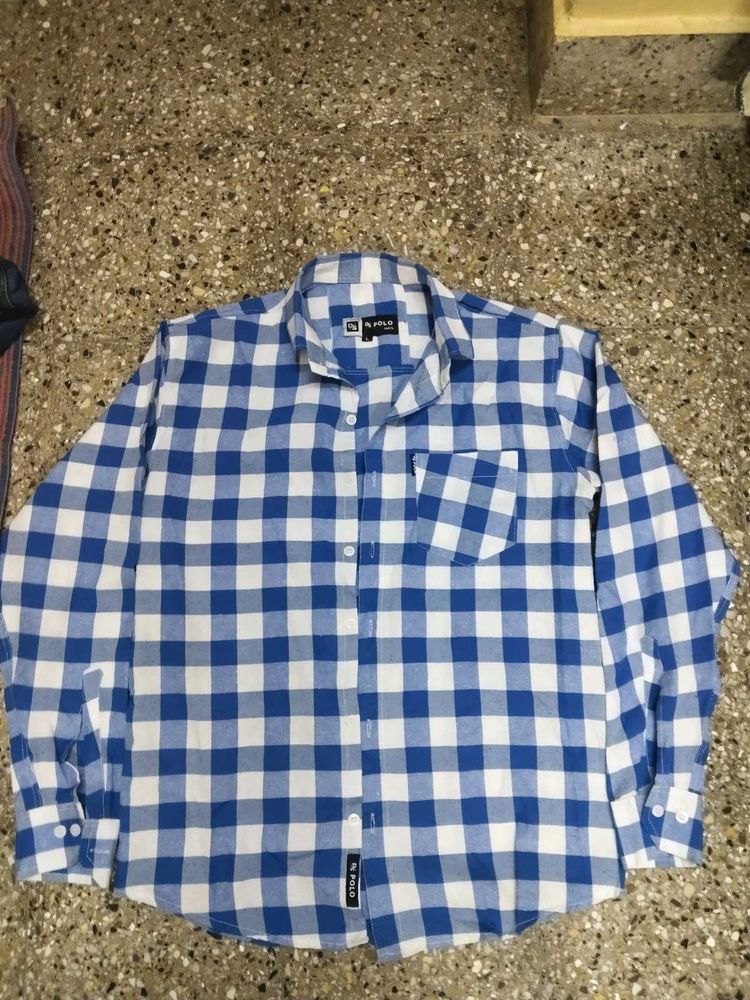 Mens L Size Checks Formal Shirt