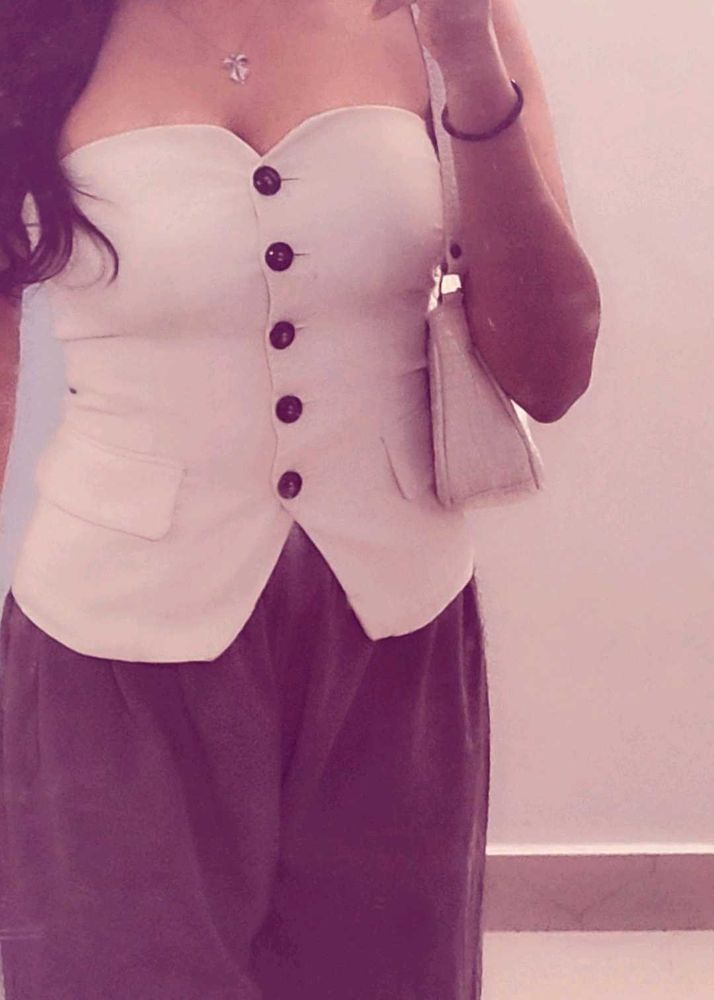 Buttoned Bandeau Top