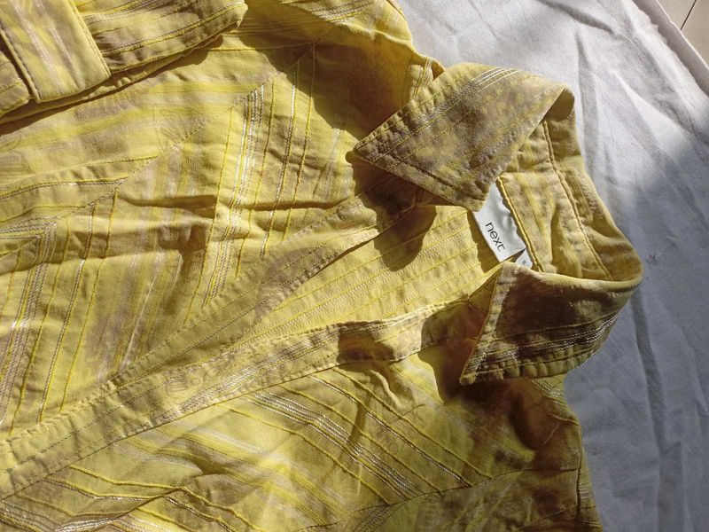 Yellow Floral Classy Shirt With Shining Lines