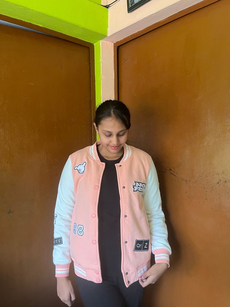 Pink &amp; White Varsity Jacket