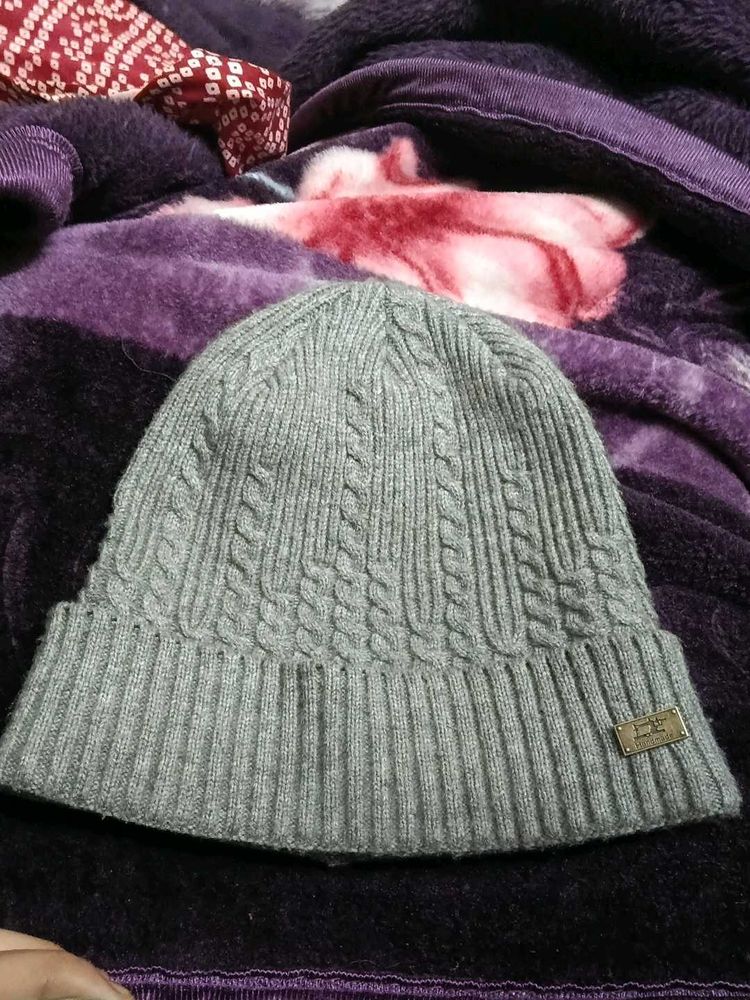 Gray Knit Beanie Hat