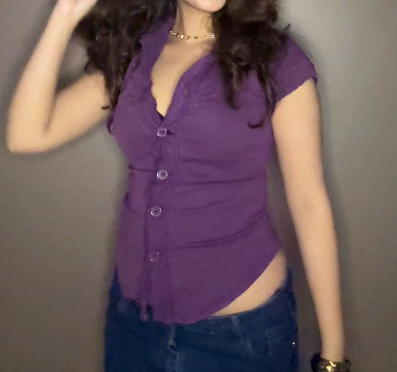 Purple Button-Up Top