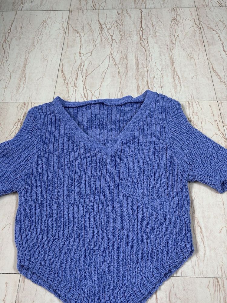 Blue Knit Top