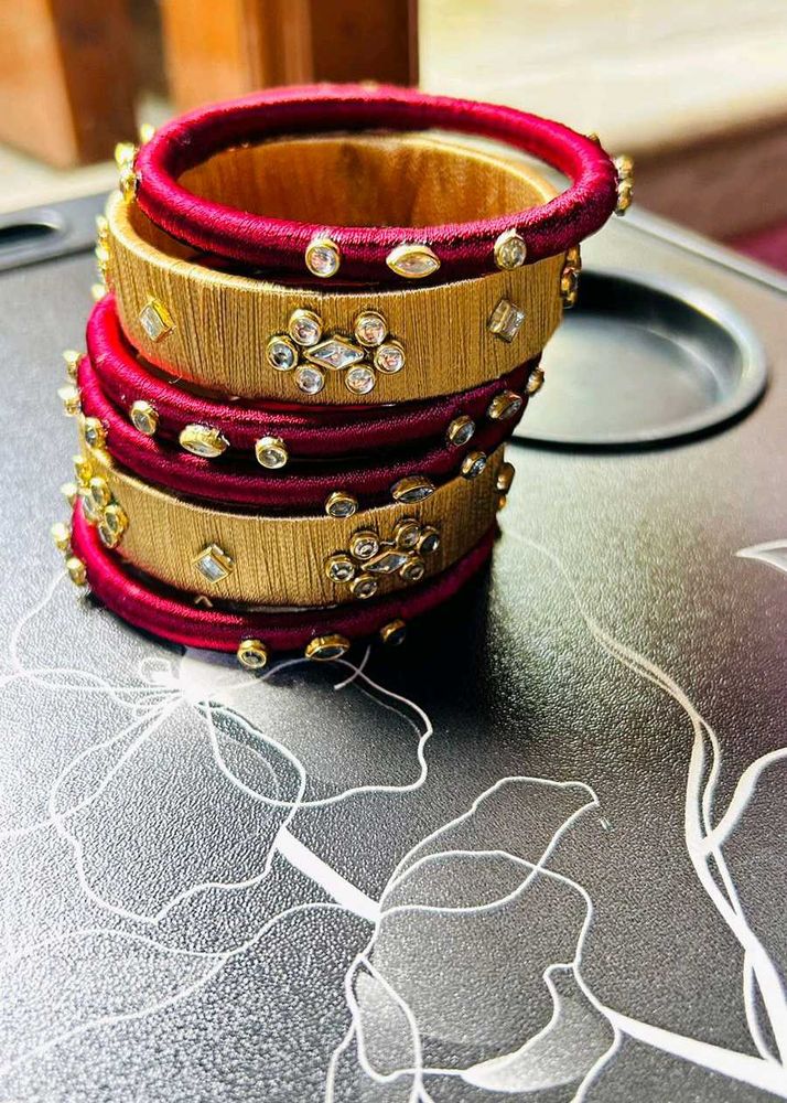 Silk Thread Bangles - Set of 4