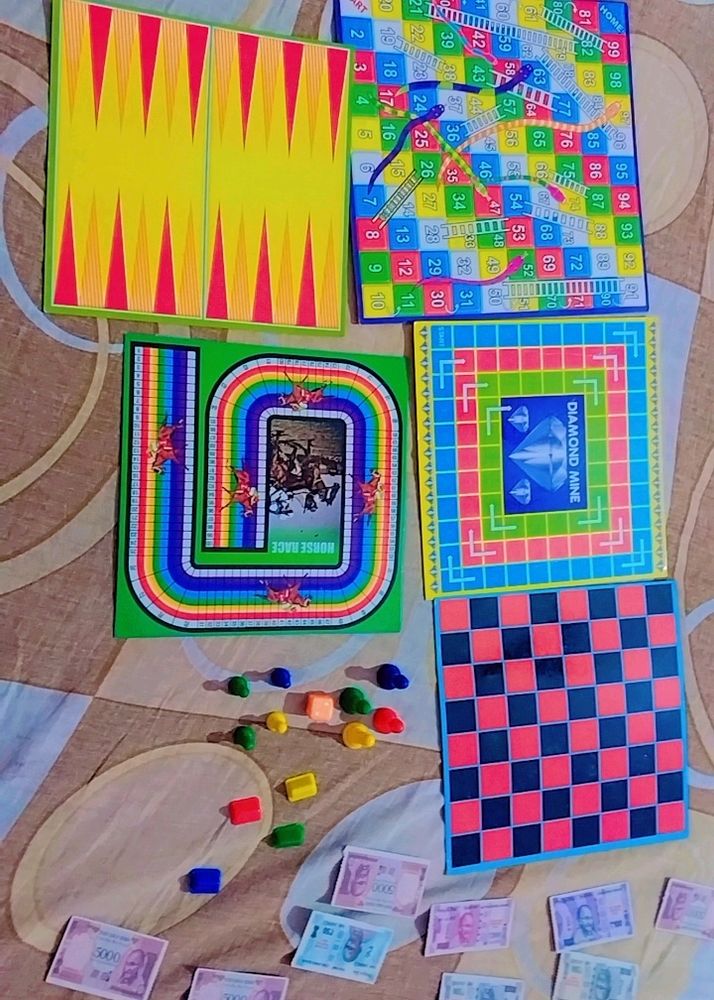 Set Of 5 Board Games..with Tokens And Money