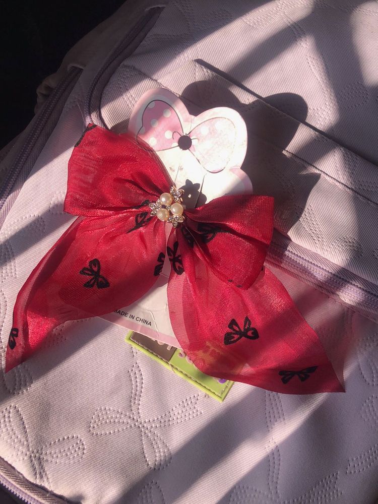 Red Bow Hair Clip
