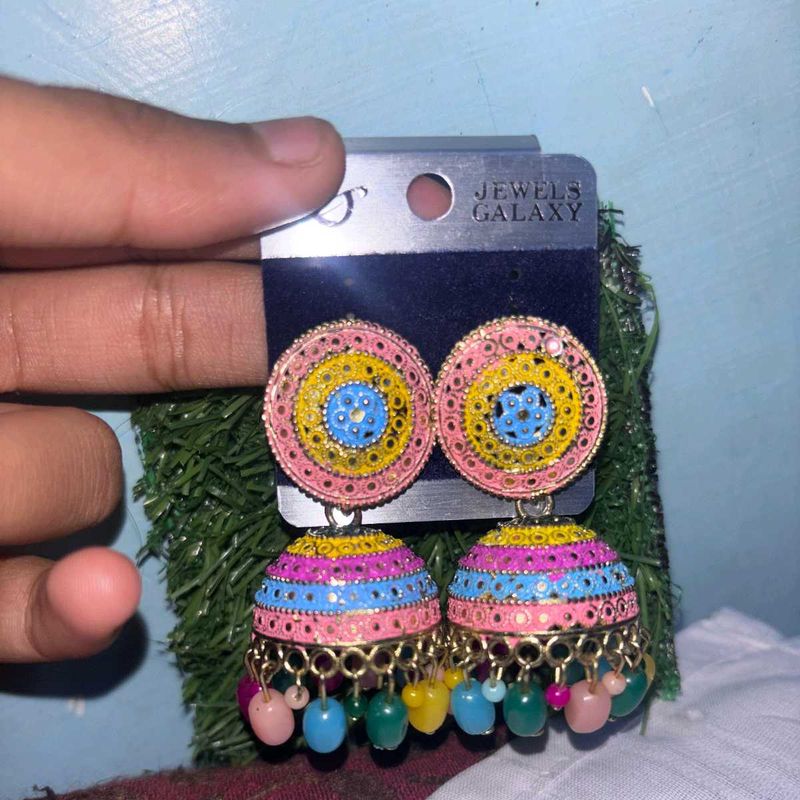 Desi Style Multi Colour Jhumka