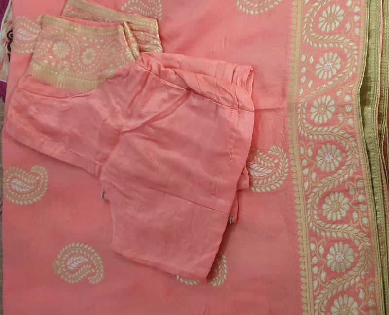 Beautiful Peach Silk Saree