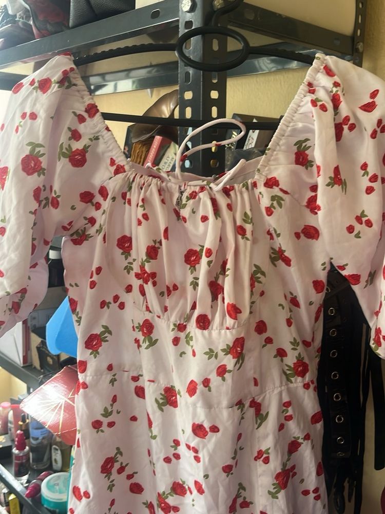 Floral Print Puff Sleeve Dress