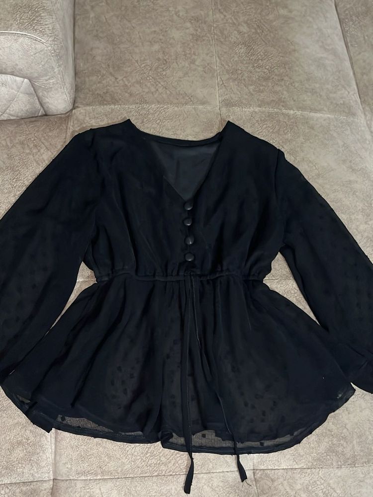 Elegant Black Peplum Blouse