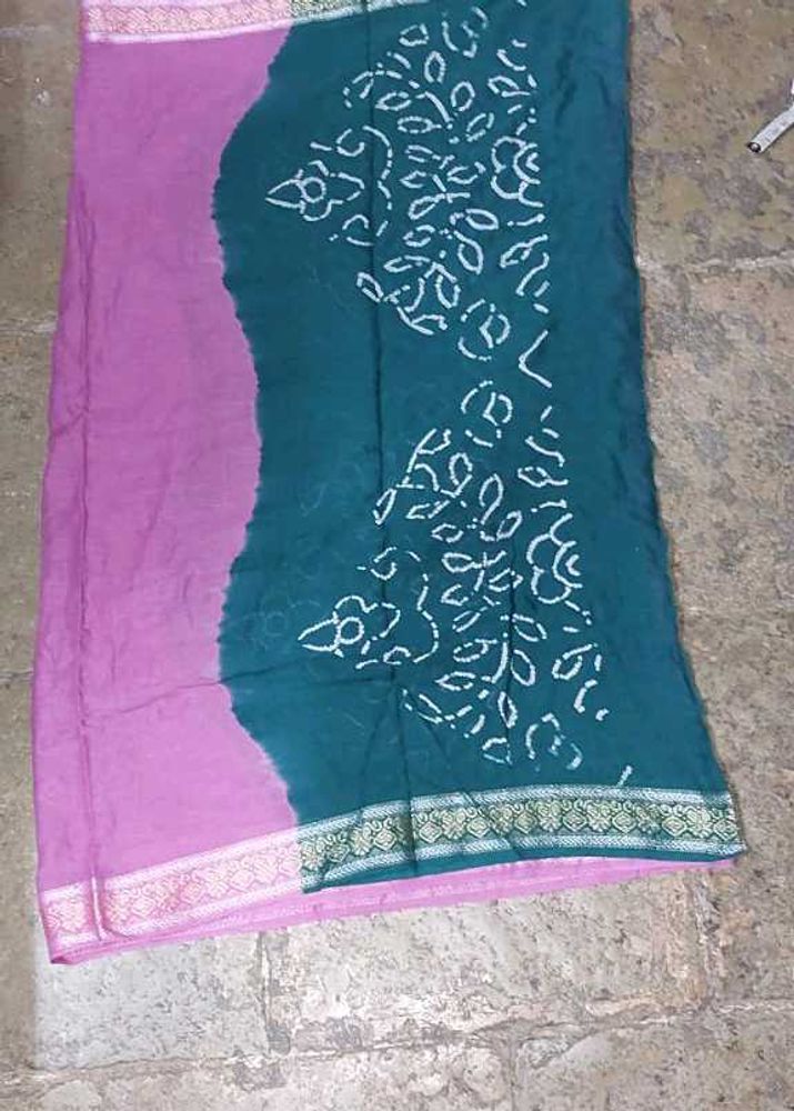 Pink &amp; Teal Bandhani Dupatta